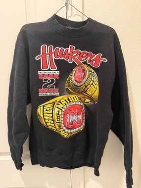 Nebraska Huskers Black Graphic Crewneck Sweatshirt